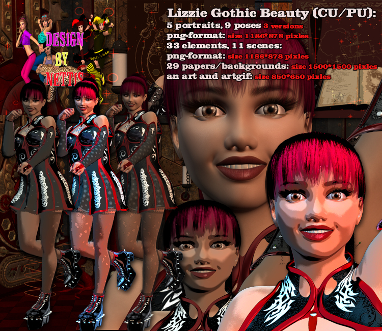 Lizzie Gothic Beauty (CU/PU) - Click Image to Close